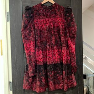 Top shop Tiered Pintuck Long Sleeve Minidress